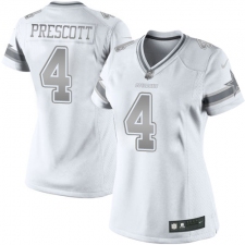 Women's Nike Dallas Cowboys #4 Dak Prescott Limited White Platinum NFL Jersey