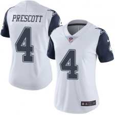 Women's Nike Dallas Cowboys #4 Dak Prescott Limited White Rush Vapor Untouchable NFL Jersey
