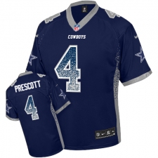 Youth Nike Dallas Cowboys #4 Dak Prescott Elite Navy Blue Drift Fashion NFL Jersey