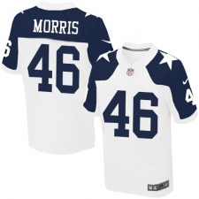 Men's Nike Dallas Cowboys #46 Alfred Morris Elite White Throwback Alternate NFL Jersey