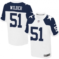 Men's Nike Dallas Cowboys #51 Kyle Wilber Elite White Throwback Alternate NFL Jersey