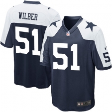 Men's Nike Dallas Cowboys #51 Kyle Wilber Game Navy Blue Throwback Alternate NFL Jersey