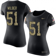 NFL Women's Nike Dallas Cowboys #51 Kyle Wilber Black Camo Salute to Service T-Shirt