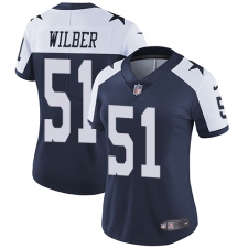 Women's Nike Dallas Cowboys #51 Kyle Wilber Navy Blue Throwback Alternate Vapor Untouchable Limited Player NFL Jersey