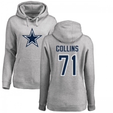 NFL Women's Nike Dallas Cowboys #71 La'el Collins Ash Name & Number Logo Pullover Hoodie