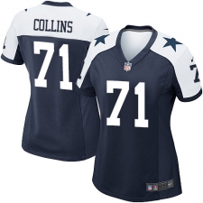Women's Nike Dallas Cowboys #71 La'el Collins Game Navy Blue Throwback Alternate NFL Jersey
