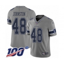 Men's Dallas Cowboys #48 Daryl Johnston Limited Gray Inverted Legend 100th Season Football Jersey