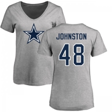 NFL Women's Nike Dallas Cowboys #48 Daryl Johnston Ash Name & Number Logo Slim Fit T-Shirt