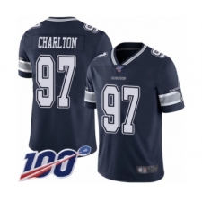 Men's Dallas Cowboys #97 Taco Charlton Navy Blue Team Color Vapor Untouchable Limited Player 100th Season Football Jersey