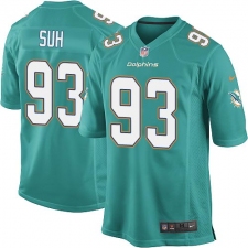 Men's Nike Miami Dolphins #93 Ndamukong Suh Game Aqua Green Team Color NFL Jersey