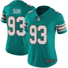 Women's Nike Miami Dolphins #93 Ndamukong Suh Elite Aqua Green Alternate NFL Jersey