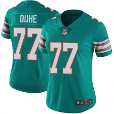 Women's Nike Miami Dolphins #77 Adam Joseph Duhe Elite Aqua Green Alternate NFL Jersey