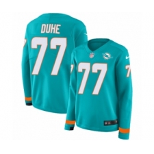 Women's Nike Miami Dolphins #77 Adam Joseph Duhe Limited Aqua Therma Long Sleeve NFL Jersey