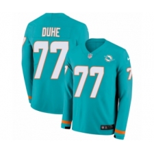 Youth Nike Miami Dolphins #77 Adam Joseph Duhe Limited Aqua Therma Long Sleeve NFL Jersey