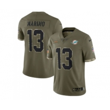 Men's Miami Dolphins #13 Dan Marino 2022 Olive Salute To Service Limited Stitched Jersey