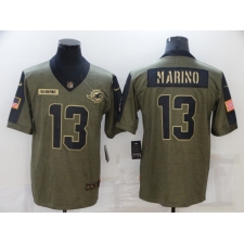 Men's Miami Dolphins #13 Dan Marino Nike Olive 2021 Salute To Service Limited Player Jersey