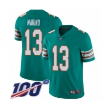 Men's Nike Miami Dolphins #13 Dan Marino Aqua Green Alternate Vapor Untouchable Limited Player 100th Season NFL Jersey