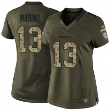Women's Nike Miami Dolphins #13 Dan Marino Elite Green Salute to Service NFL Jersey