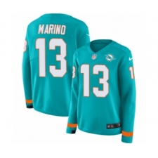 Women's Nike Miami Dolphins #13 Dan Marino Limited Aqua Therma Long Sleeve NFL Jersey