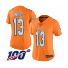 Women's Nike Miami Dolphins #13 Dan Marino Limited Orange Rush Vapor Untouchable 100th Season NFL Jersey