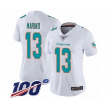 Women's Nike Miami Dolphins #13 Dan Marino White Vapor Untouchable Limited Player 100th Season NFL Jersey