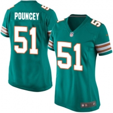 Women's Nike Miami Dolphins #51 Mike Pouncey Game Aqua Green Alternate NFL Jersey