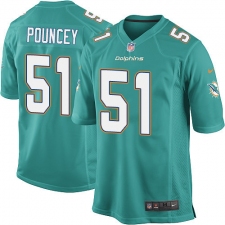 Youth Nike Miami Dolphins #51 Mike Pouncey Game Aqua Green Team Color NFL Jersey