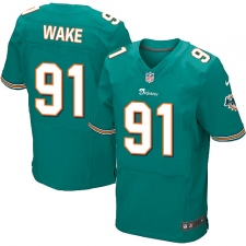 Men's Nike Miami Dolphins #91 Cameron Wake Elite Aqua Green Team Color NFL Jersey