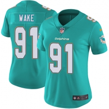 Women's Nike Miami Dolphins #91 Cameron Wake Elite Aqua Green Team Color NFL Jersey