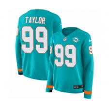 Women's Nike Miami Dolphins #99 Jason Taylor Limited Aqua Therma Long Sleeve NFL Jersey