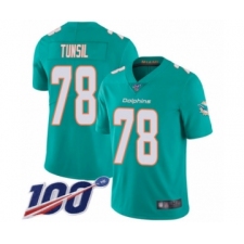 Men's Miami Dolphins #78 Laremy Tunsil Aqua Green Team Color Vapor Untouchable Limited Player 100th Season Football Jersey