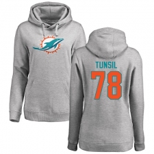 NFL Women's Nike Miami Dolphins #78 Laremy Tunsil Ash Name & Number Logo Pullover Hoodie