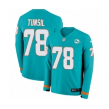 Youth Nike Miami Dolphins #78 Laremy Tunsil Limited Aqua Therma Long Sleeve NFL Jersey