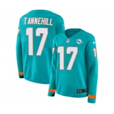 Women's Nike Miami Dolphins #17 Ryan Tannehill Limited Aqua Therma Long Sleeve NFL Jersey
