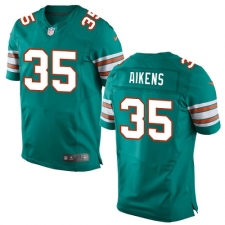 Men's Nike Miami Dolphins #35 Walt Aikens Elite Aqua Green Alternate NFL Jersey