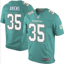 Men's Nike Miami Dolphins #35 Walt Aikens Elite Aqua Green Team Color NFL Jersey