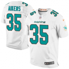 Men's Nike Miami Dolphins #35 Walt Aikens Elite White NFL Jersey