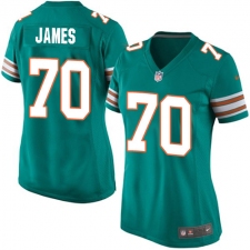 Women's Nike Miami Dolphins #70 Ja'Wuan James Game Aqua Green Alternate NFL Jersey