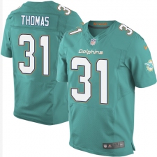 Men's Nike Miami Dolphins #31 Michael Thomas Elite Aqua Green Team Color NFL Jersey