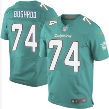 Men's Nike Miami Dolphins #74 Jermon Bushrod Elite Aqua Green Team Color NFL Jersey