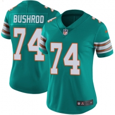 Women's Nike Miami Dolphins #74 Jermon Bushrod Elite Aqua Green Alternate NFL Jersey