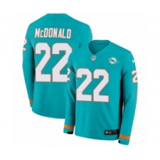 Youth Nike Miami Dolphins #22 T.J. McDonald Limited Aqua Therma Long Sleeve NFL Jersey