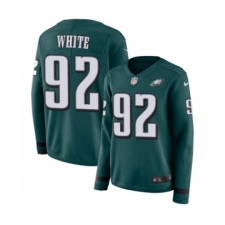 Women's Nike Philadelphia Eagles #92 Reggie White Limited Green Therma Long Sleeve NFL Jersey