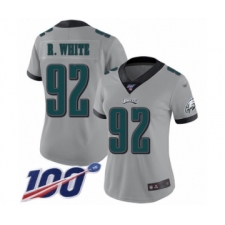 Women's Philadelphia Eagles #92 Reggie White Limited Silver Inverted Legend 100th Season Football Jersey