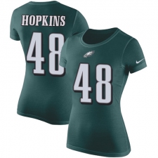 Women's Nike Philadelphia Eagles #48 Wes Hopkins Green Rush Pride Name & Number T-Shirt