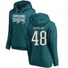 Women's Nike Philadelphia Eagles #48 Wes Hopkins Green Super Bowl LII Champions Pullover Hoodie