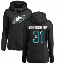 Women's Nike Philadelphia Eagles #31 Wilbert Montgomery Black Name & Number Logo Pullover Hoodie