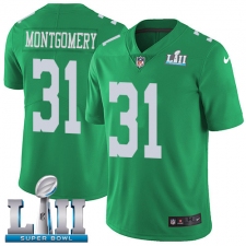 Youth Nike Philadelphia Eagles #31 Wilbert Montgomery Limited Green Rush Vapor Untouchable Super Bowl LII NFL Jersey