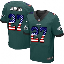 Men's Nike Philadelphia Eagles #27 Malcolm Jenkins Elite Midnight Green Home USA Flag Fashion NFL Jersey
