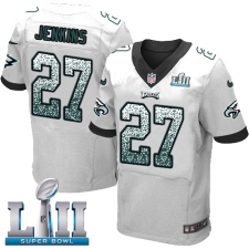 Men's Nike Philadelphia Eagles #27 Malcolm Jenkins Elite White Road Drift Fashion Super Bowl LII NFL Jersey